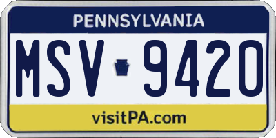 PA license plate MSV9420