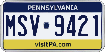 PA license plate MSV9421