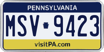 PA license plate MSV9423