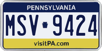 PA license plate MSV9424