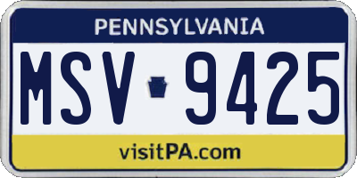 PA license plate MSV9425
