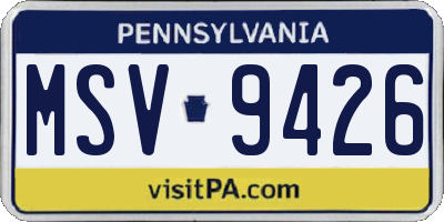 PA license plate MSV9426