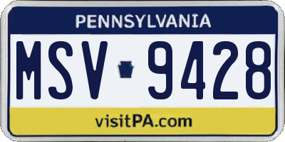 PA license plate MSV9428