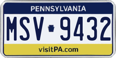 PA license plate MSV9432