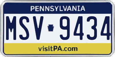 PA license plate MSV9434