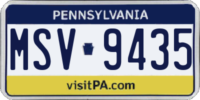 PA license plate MSV9435