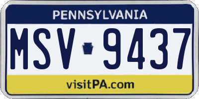 PA license plate MSV9437