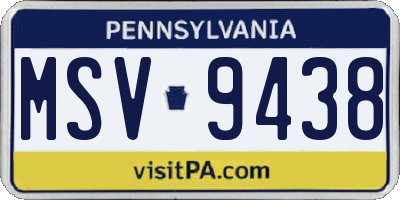 PA license plate MSV9438