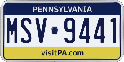 PA license plate MSV9441