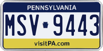 PA license plate MSV9443