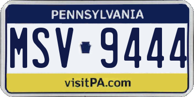 PA license plate MSV9444