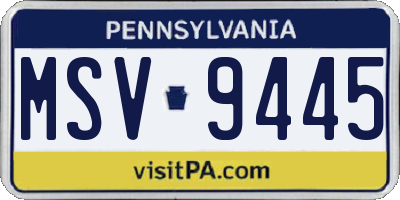 PA license plate MSV9445