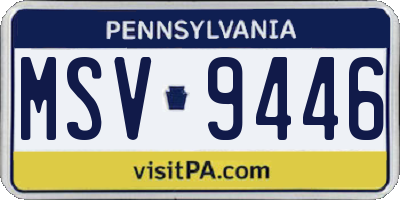 PA license plate MSV9446