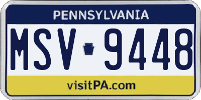 PA license plate MSV9448