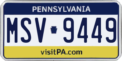 PA license plate MSV9449