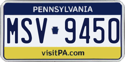 PA license plate MSV9450