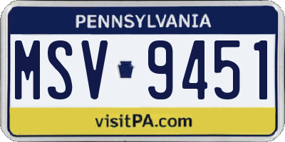 PA license plate MSV9451
