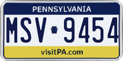 PA license plate MSV9454