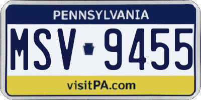PA license plate MSV9455