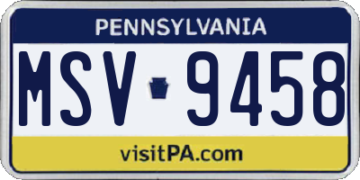 PA license plate MSV9458