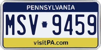 PA license plate MSV9459