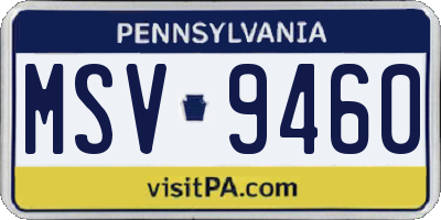 PA license plate MSV9460