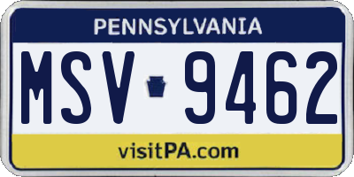PA license plate MSV9462