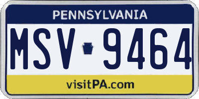 PA license plate MSV9464