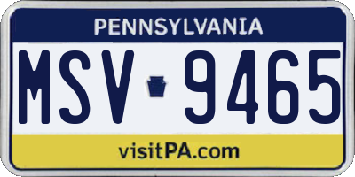 PA license plate MSV9465