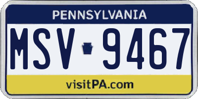 PA license plate MSV9467
