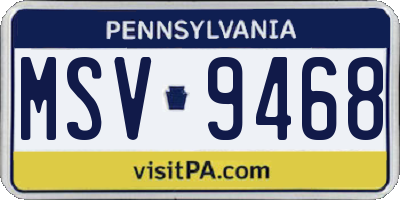 PA license plate MSV9468