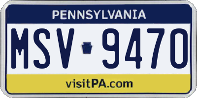 PA license plate MSV9470