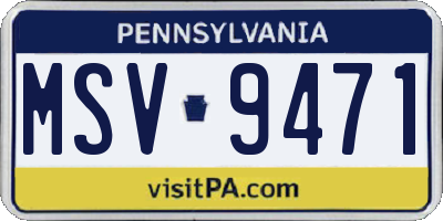 PA license plate MSV9471