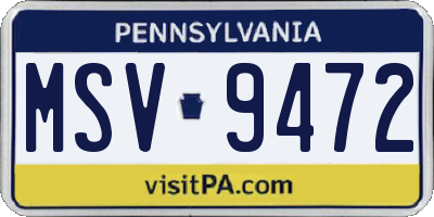 PA license plate MSV9472