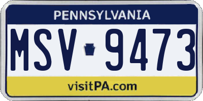 PA license plate MSV9473