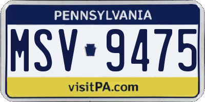 PA license plate MSV9475