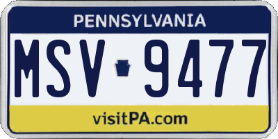 PA license plate MSV9477