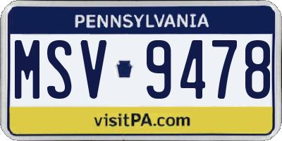 PA license plate MSV9478
