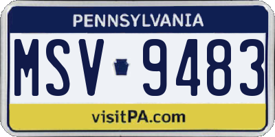 PA license plate MSV9483