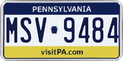 PA license plate MSV9484