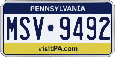 PA license plate MSV9492
