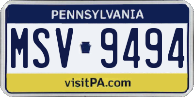 PA license plate MSV9494