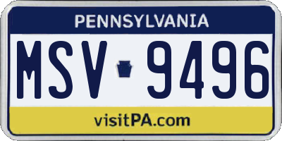 PA license plate MSV9496