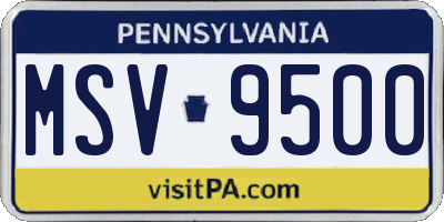 PA license plate MSV9500