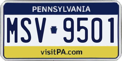 PA license plate MSV9501