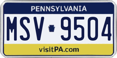 PA license plate MSV9504