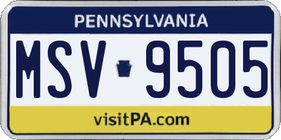PA license plate MSV9505