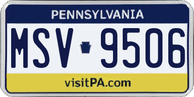 PA license plate MSV9506