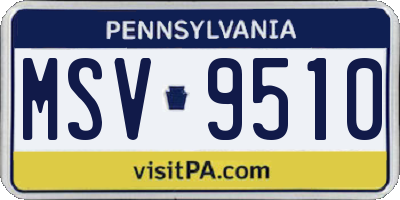 PA license plate MSV9510