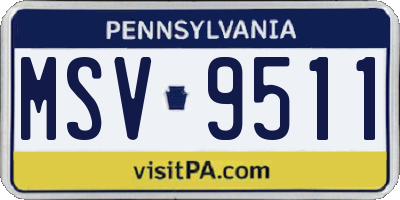 PA license plate MSV9511